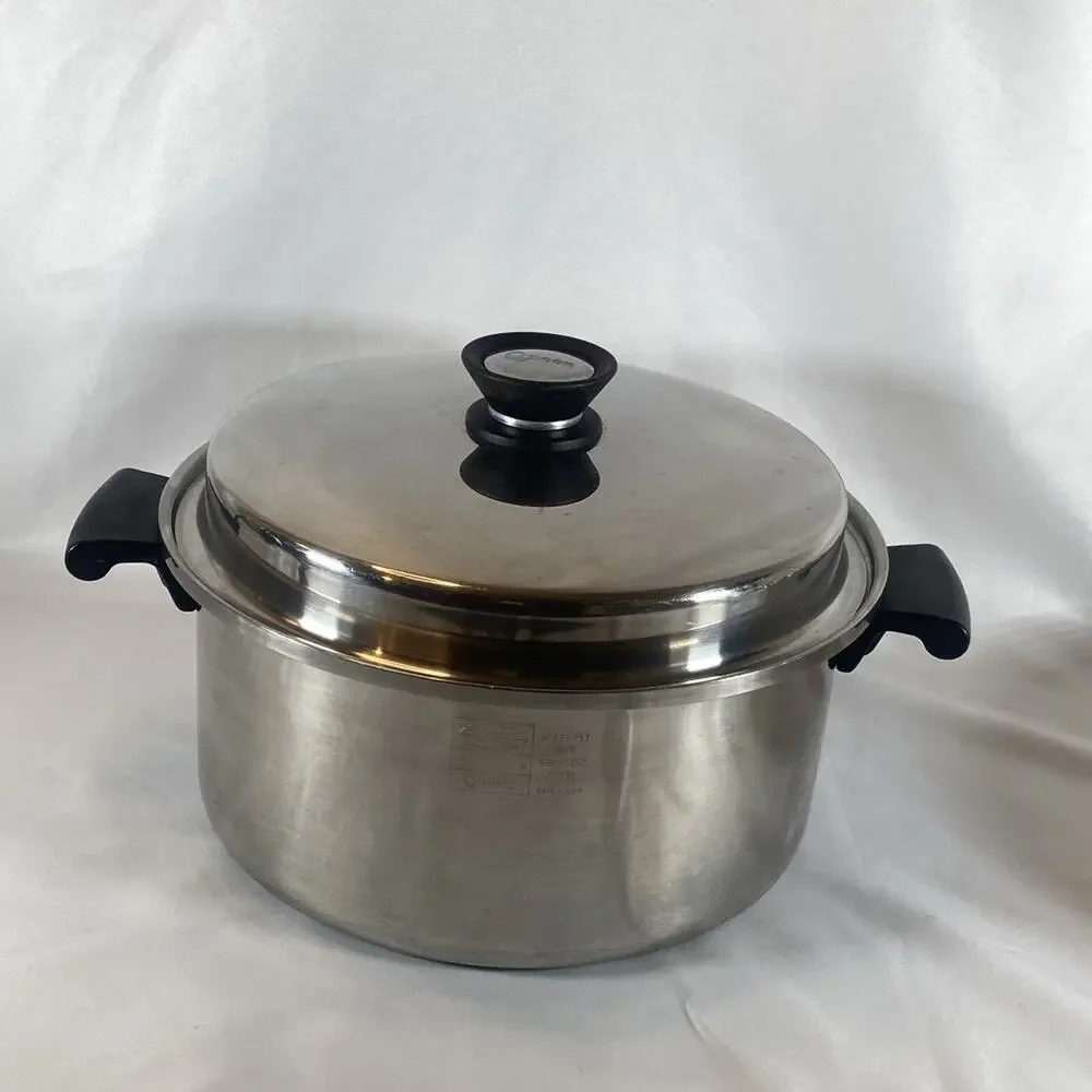 Amway Queen Multi-Ply 18/8 Stainless Steel 6 Qt Stockpot Dome Lid & Egg Poacher